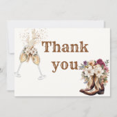 Stiefel und Blubbly Brautparty Danke Karte (Vorderseite)