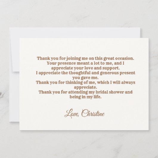 Stiefel und Blubbly Brautparty Danke Karte (Rückseite)