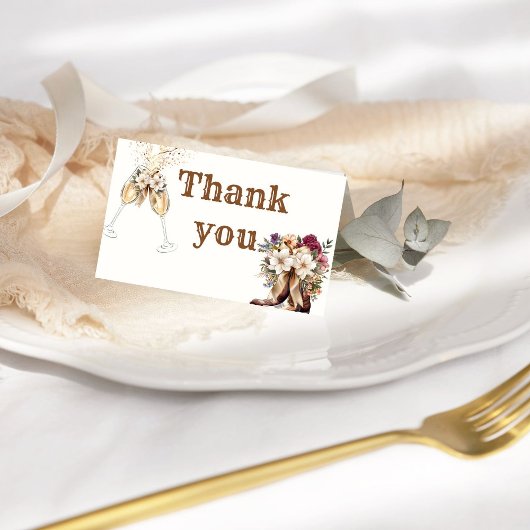 Stiefel und Blubbly Brautparty Danke Karte