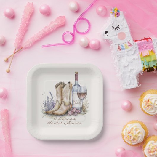 Stiefel und blubbly Brautparty Pappteller (Party)
