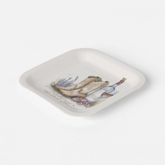 Stiefel und blubbly Brautparty Pappteller (Gewinkelt)