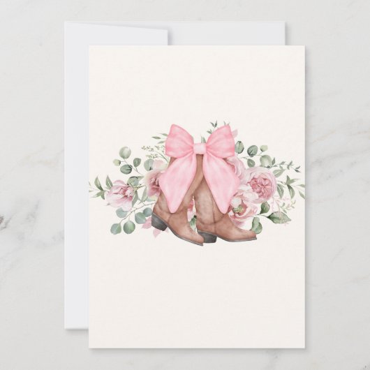 Stiefel und Bows Pink Cowgirl Brautparty Einladung (Rückseite)