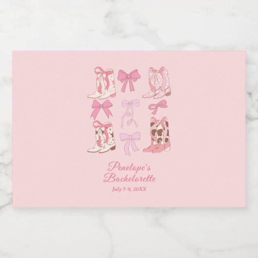 Stiefel und Bows Pink Girly Junggeselinnen-Abschie Alkoholflaschenetikett (Einzelnes Label)