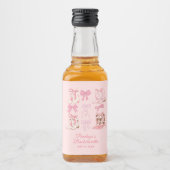 Stiefel und Bows Pink Girly Junggeselinnen-Abschie Alkoholflaschenetikett (Vorderseite)