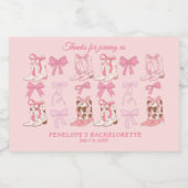 Stiefel und Bows Pink Girly Junggeselinnen-Abschie Schaumweinetikett (Einzelnes Label)