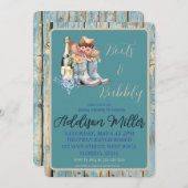 Stiefel und Brautparty für Wasserfarben Einladung (Vorne/Hinten)