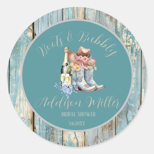 Stiefel und Brautparty für Wasserfarben Runder Aufkleber (Vorderseite)