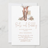 Stiefel und Brautparty mit Bubbly Country Einladung (Vorderseite)