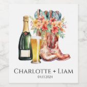 Stiefel und Brautparty Weinetikett (Einzelnes Label)