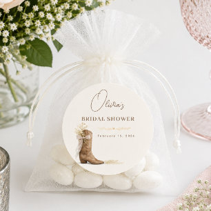 Stiefel und Brunch Florales Schleifen-Brautjungges Runder Aufkleber