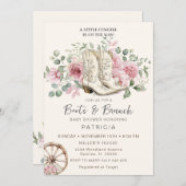Stiefel und Brunch Pink Cowgirl Babydusche Einladung (Vorne/Hinten)