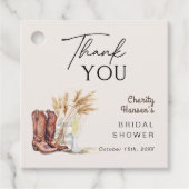 Stiefel und Bubbly Boho Brautparty Vielen Dank Geschenkanhänger (Vorderseite)