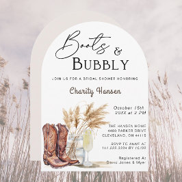Stiefel und Bubbly Boho Pampas Grass Brautparty Einladung