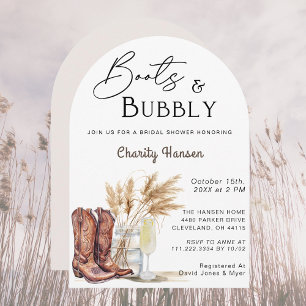 Stiefel und Bubbly Boho Pampas Grass Brautparty Einladung