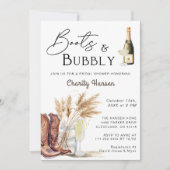 Stiefel und Bubbly Boho Pampas Grass Brautparty Einladung (Vorderseite)