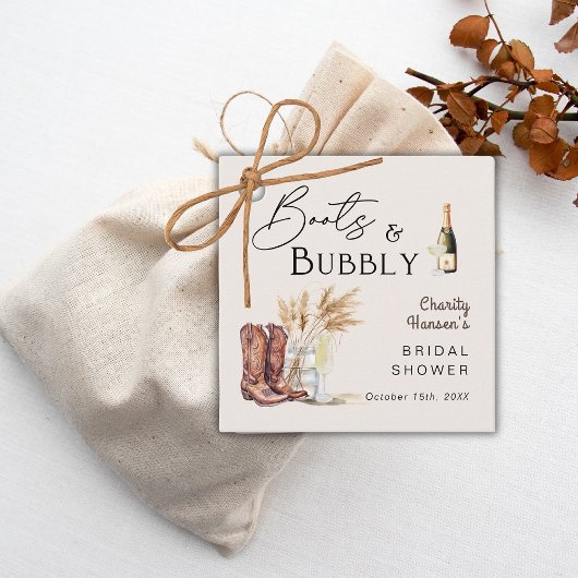 Stiefel und Bubbly Boho Pampas Grass Brautparty Geschenkanhänger