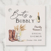 Stiefel und Bubbly Boho Pampas Grass Brautparty Geschenkanhänger (Vorderseite)