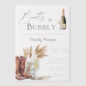 Stiefel und Bubbly Boho Pampas Grass Brautparty Pergament Einladungen (Vorderseite)
