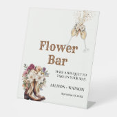 Stiefel und Bubbly Brautparty Blume Bar signieren Sockelschild (Vorderseite)