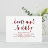 Stiefel und Bubbly, Brautparty Celebration Invita Einladung (Stehend Vorderseite)
