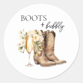 Stiefel und Bubbly-Brautparty-Sticker Runder Aufkleber