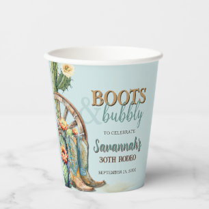 Stiefel und Bubbly Cactus Cowgirl Aquamarin Blue B Pappbecher