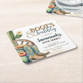 Stiefel und Bubbly Country Cowgirl Cactus Birthday Rechteckiger Pappuntersetzer (angewinkelt)