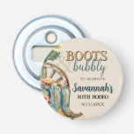 Stiefel und Bubbly Country Cowgirl Western Geburts Flaschenöffner<br><div class="desc">Erstelle ein Überraschungs-Party für das Geburtstagsmädchen, dass sie nie vergessen wird mit diesem Stiefel und Bubbly Country Cowgirl Western Birthday Party Bottle Opener! Mit Kakteen, Büchern, einem Wagenrad und einem eleganten und lustigen Thema für einen 16., 21., 30., 40. 50. oder jedes Jahr Geburtstagsfeier Einladungen! Die aquamarinen und bunten Farben...</div>