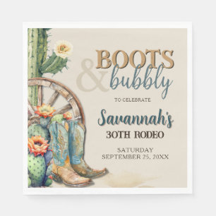 Stiefel und Bubbly Country Cowgirl Western Geburts Serviette