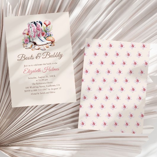 Stiefel und Bubbly Cowgirl Brautparty Einladung