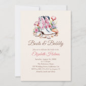 Stiefel und Bubbly Cowgirl Brautparty Einladung (Vorderseite)