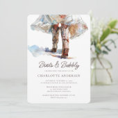 Stiefel und Bubbly Cowgirl Bridal Dusche Einladung (Stehend Vorderseite)