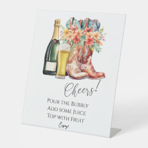 Stiefel und Bubbly Mimosa Bar Sign Sockelschild