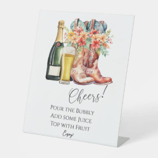 Stiefel und Bubbly Mimosa Bar Sign Sockelschild
