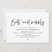 Stiefel und Bubbly, Modernes Lässiges Brautparty I Einladung (Vorderseite)