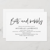 Stiefel und Bubbly, Modernes Lässiges Brautparty I Einladung (Vorne/Hinten)
