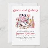 Stiefel und Bubbly Pink Beach Coastal Bridal Dusch Einladung (Vorderseite)