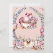 Stiefel und Bubbly Pink Beach Coastal Bridal Dusch Einladung (Rückseite)