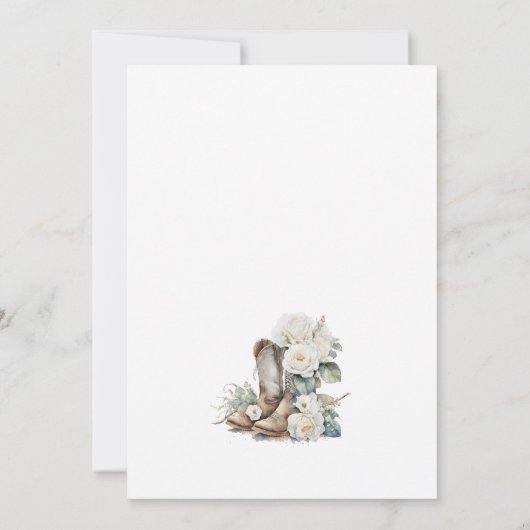 Stiefel und bubbly Rustikales Brautparty Einladung (Rückseite)