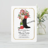 Stiefel und Bubbly Weihnachtsdusche Einladung (Stehend Vorderseite)