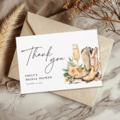 Stiefel und Bubbly Western Brautparty Dankeskarte