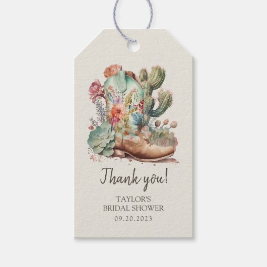 Stiefel und Bubbly Western Brautparty Geschenkanhänger (Vorderseite)