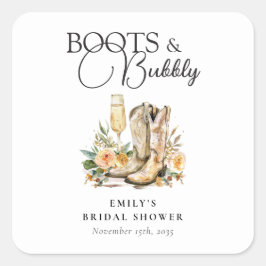Stiefel und Bubbly Western Brautparty Quadratischer Aufkleber