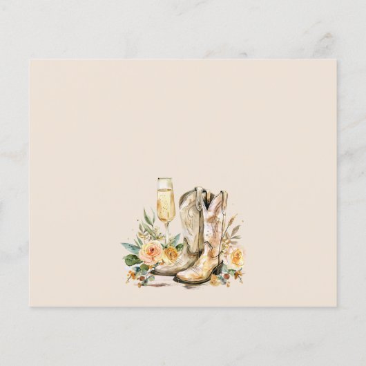 Stiefel und Bubbly Western Brautparty Rezept Card (Rückseite)