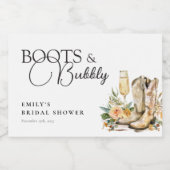 Stiefel und Bubbly Western Brautparty Schaumweinetikett (Einzelnes Label)