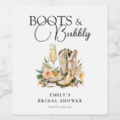 Stiefel und Bubbly Western Brautparty Weinetikett (Einzelnes Label)