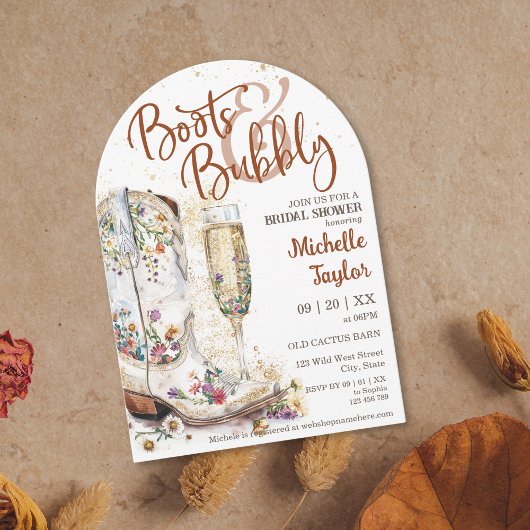 Stiefel und Bubbly Western Bride Wild West Country Einladung
