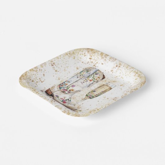 Stiefel und Bubbly Western Bride Wild West Country Pappteller (Gewinkelt)