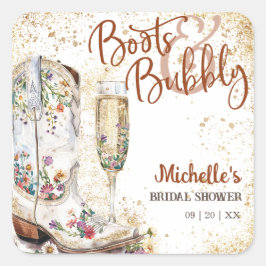 Stiefel und Bubbly Western Bride Wild West Country Quadratischer Aufkleber