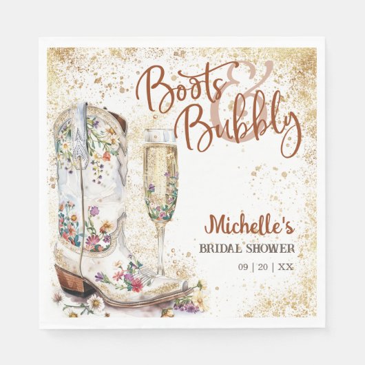 Stiefel und Bubbly Western Bride Wild West Country Serviette (Vorderseite)